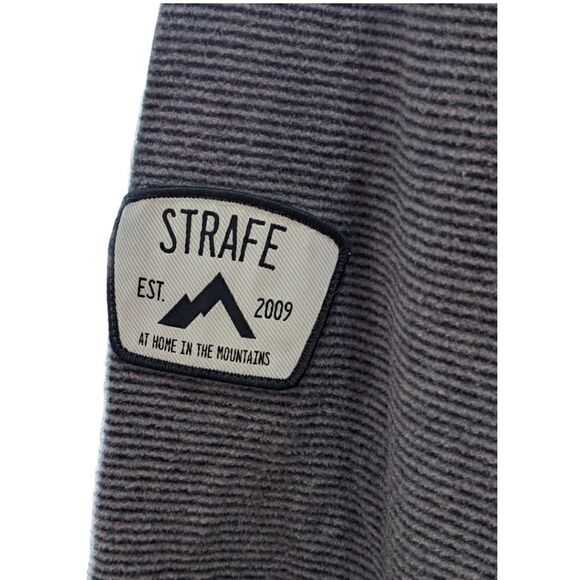 Strafe Tech Crew Fleece Grey & Black Stripes Long Sleeve Sweatshirt Mens Size S - Picture 8 of 14